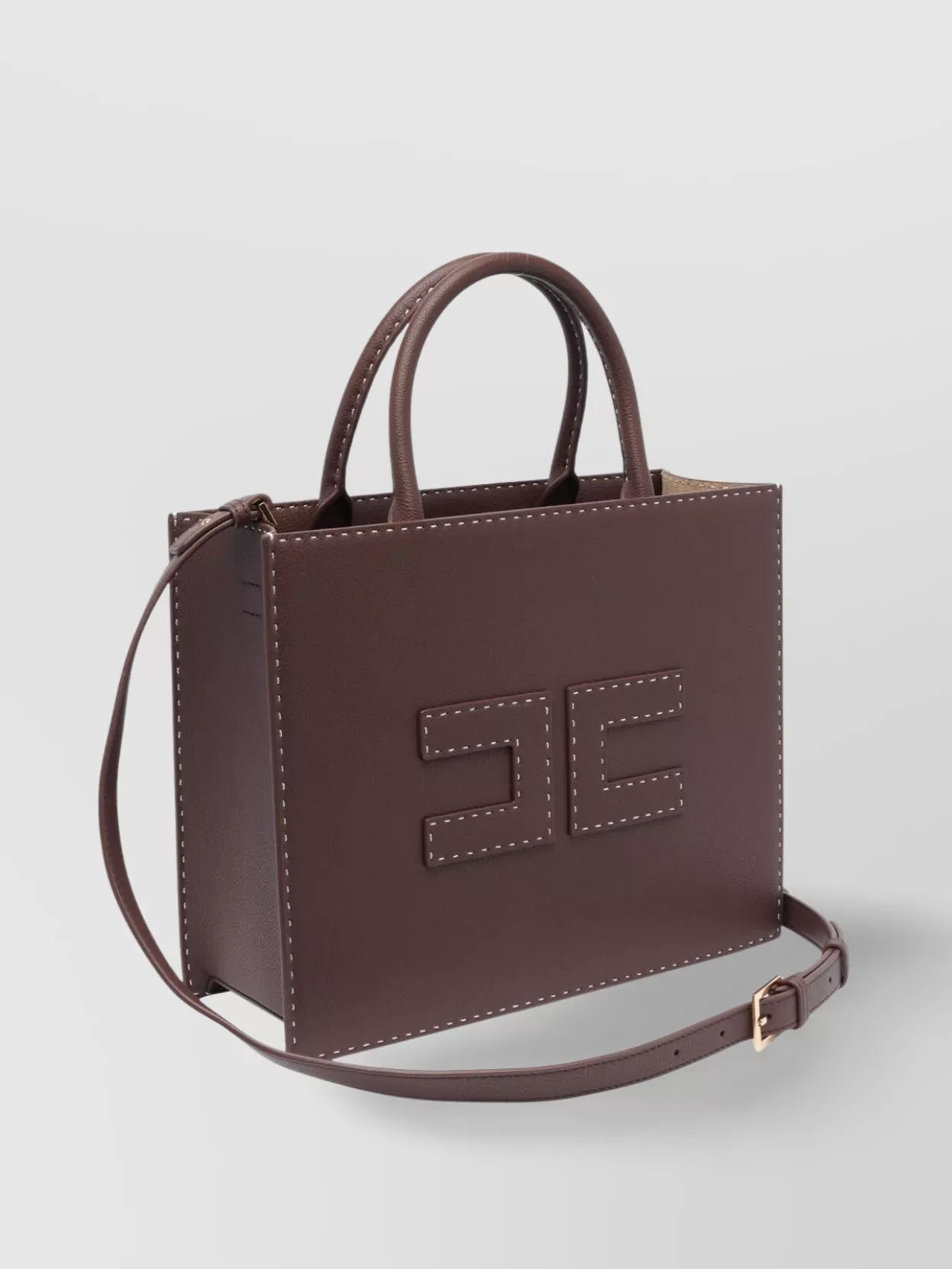 ELISABETTA FRANCHI LOGO MEDIUM TOTE BAG WITH DETACHABLE STRAP