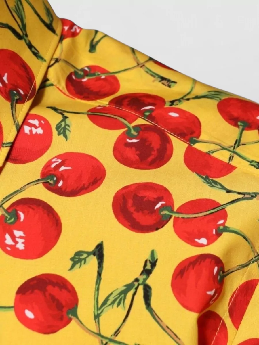 Dolce&Gabbana Cherry-Print Cotton Long-Sleeve Shirt