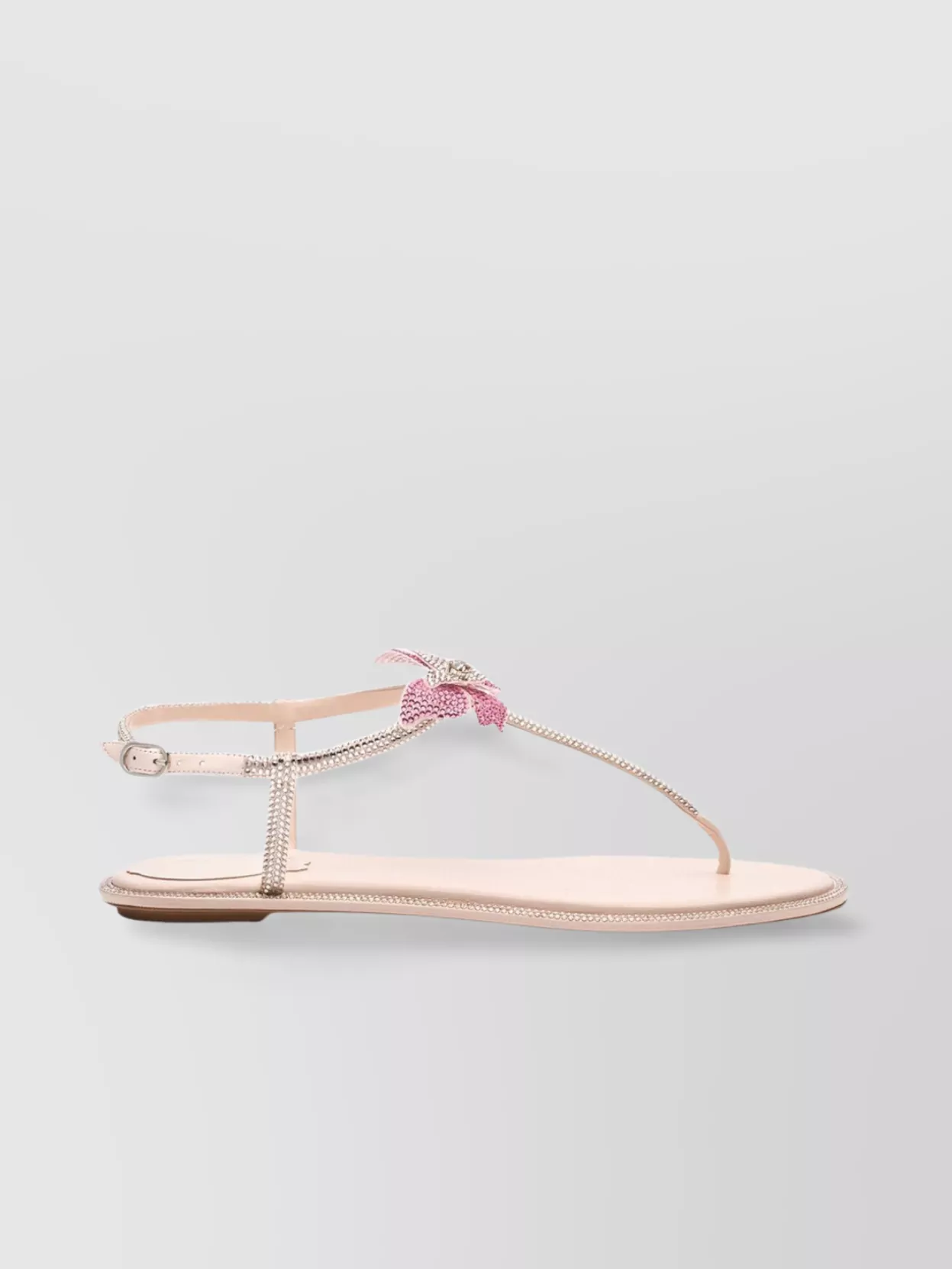 Rene Caovilla Bow Detail Flat Sandal With Embellished Straps