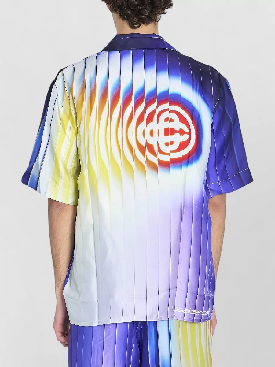 Casablanca Silk Printed Camp-Collar Short-Sleeve Shirt