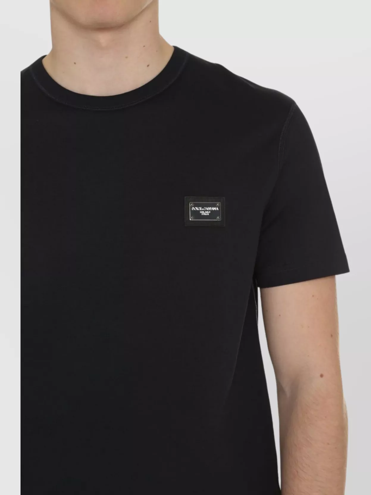 Dolce&Gabbana Ribbed Crew-Neck Cotton T-Shirt With Visible Stitches