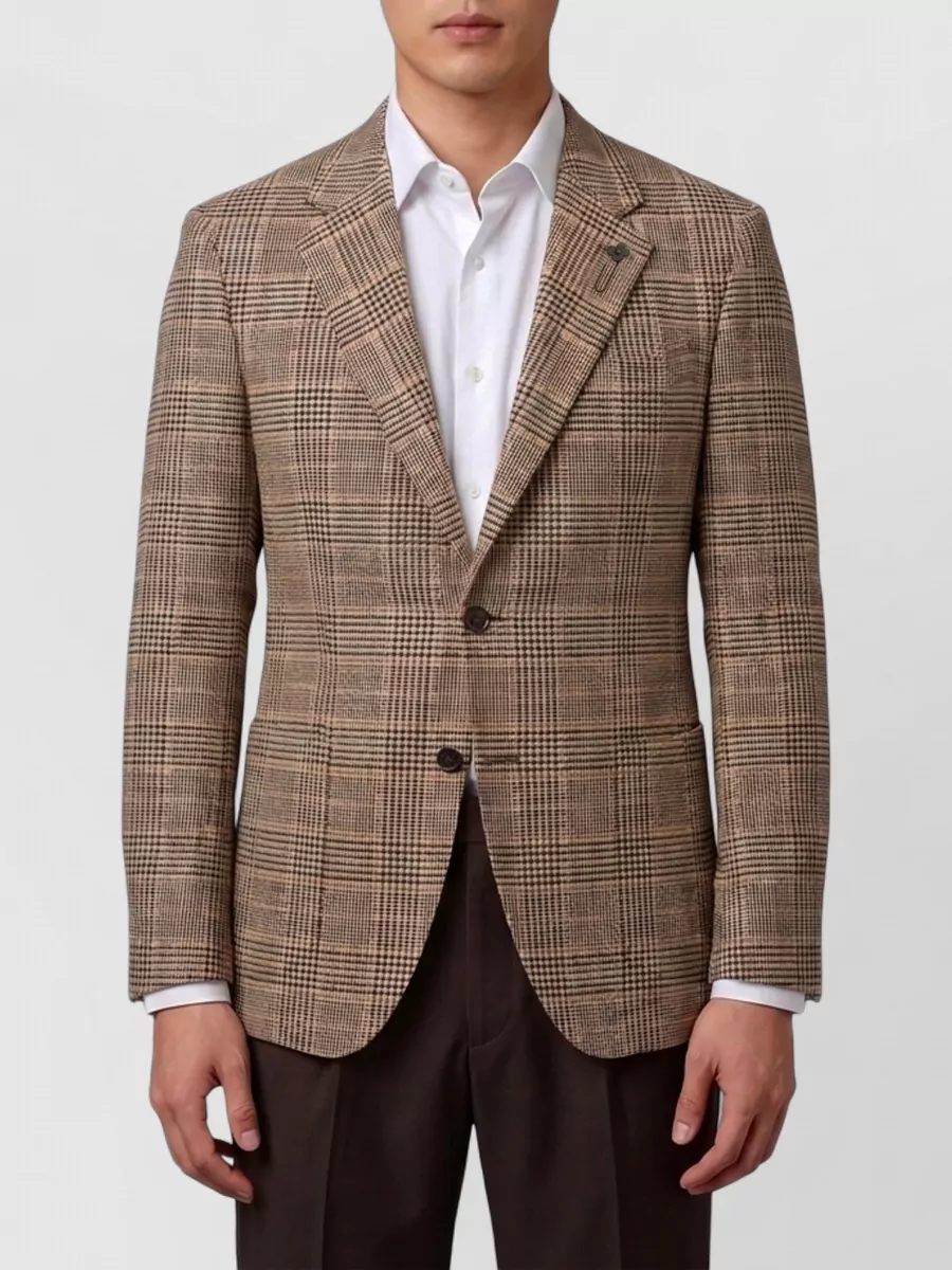 Lardini cashmere virgin wool checked single-breasted suit jacket