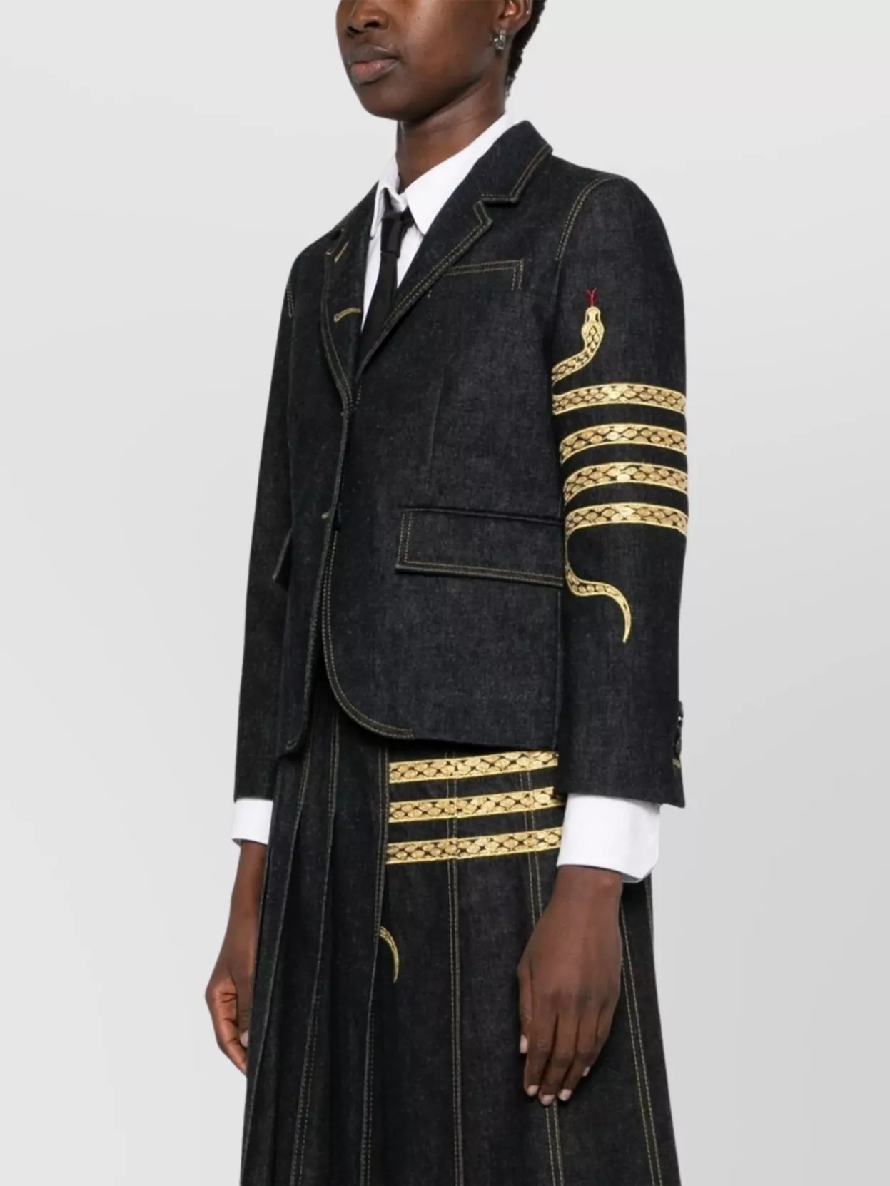 Thom Browne Snake Motif Denim Blazer