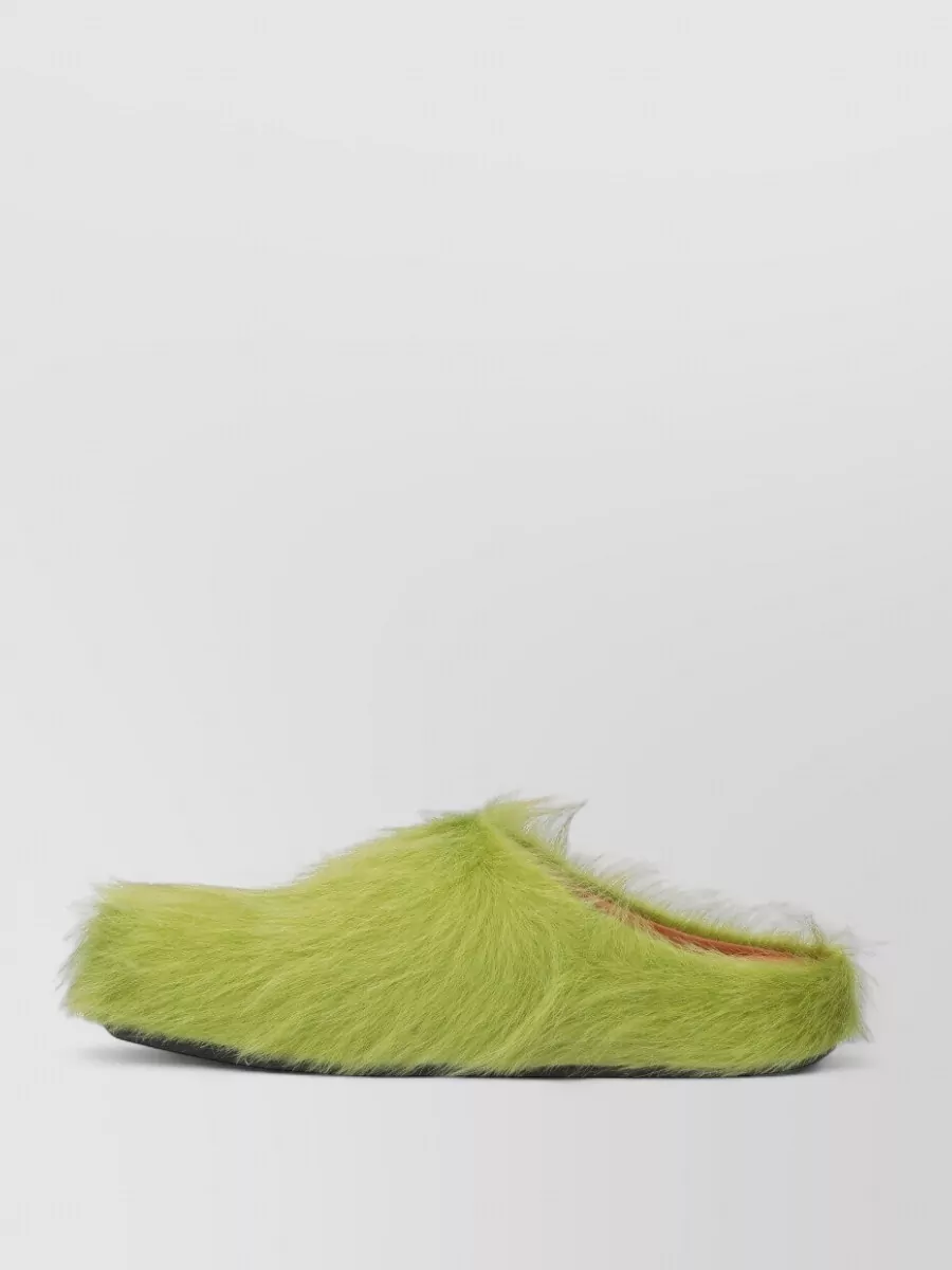 Marni Faux Fur Flat Sole Round Toe Mules