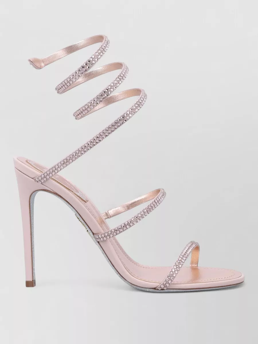 Rene Caovilla Lace Up Stiletto Sandals Open Toe Spiral