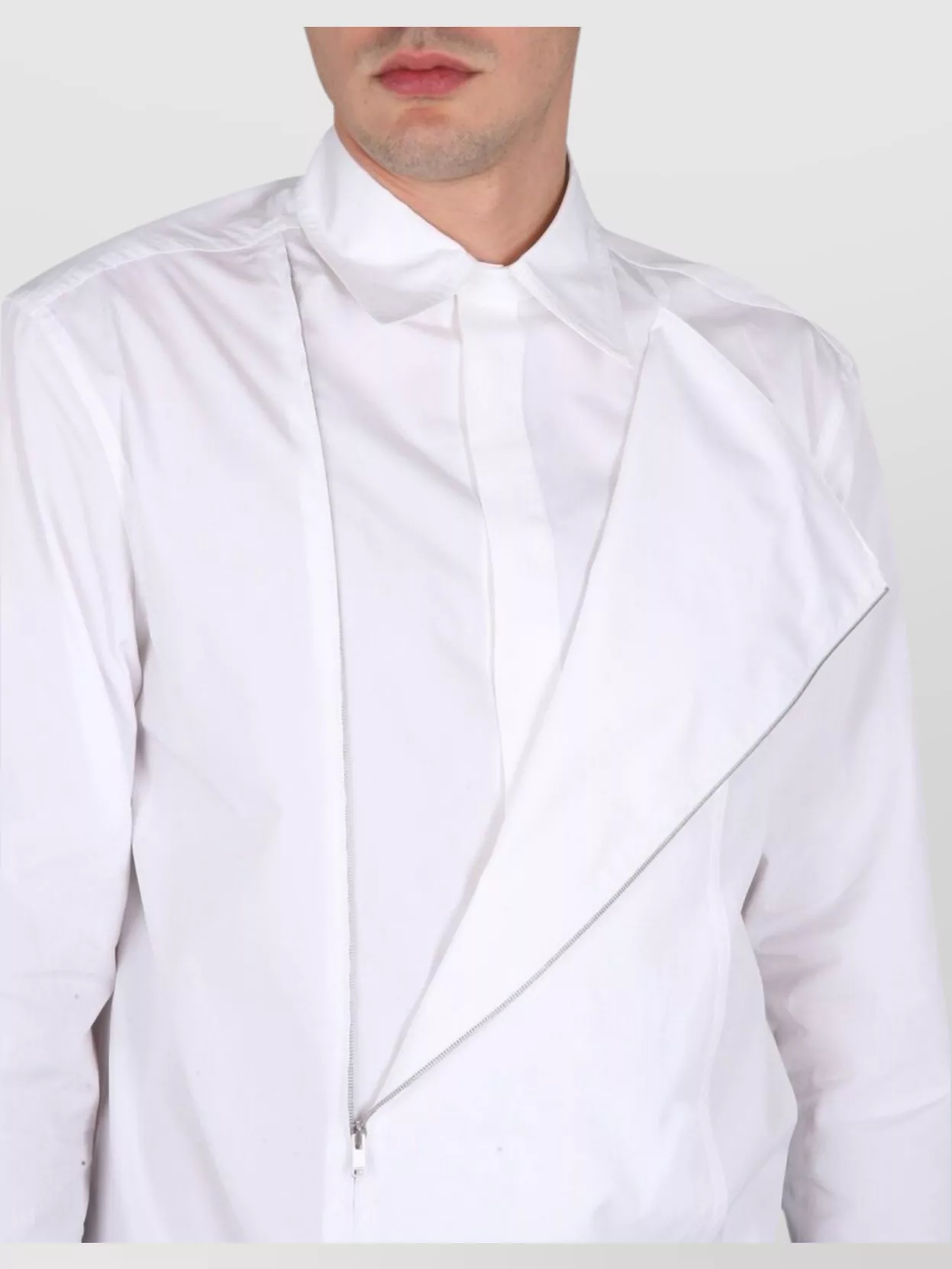Jil Sander Collar Shirt With Asymmetrical Zipper Design