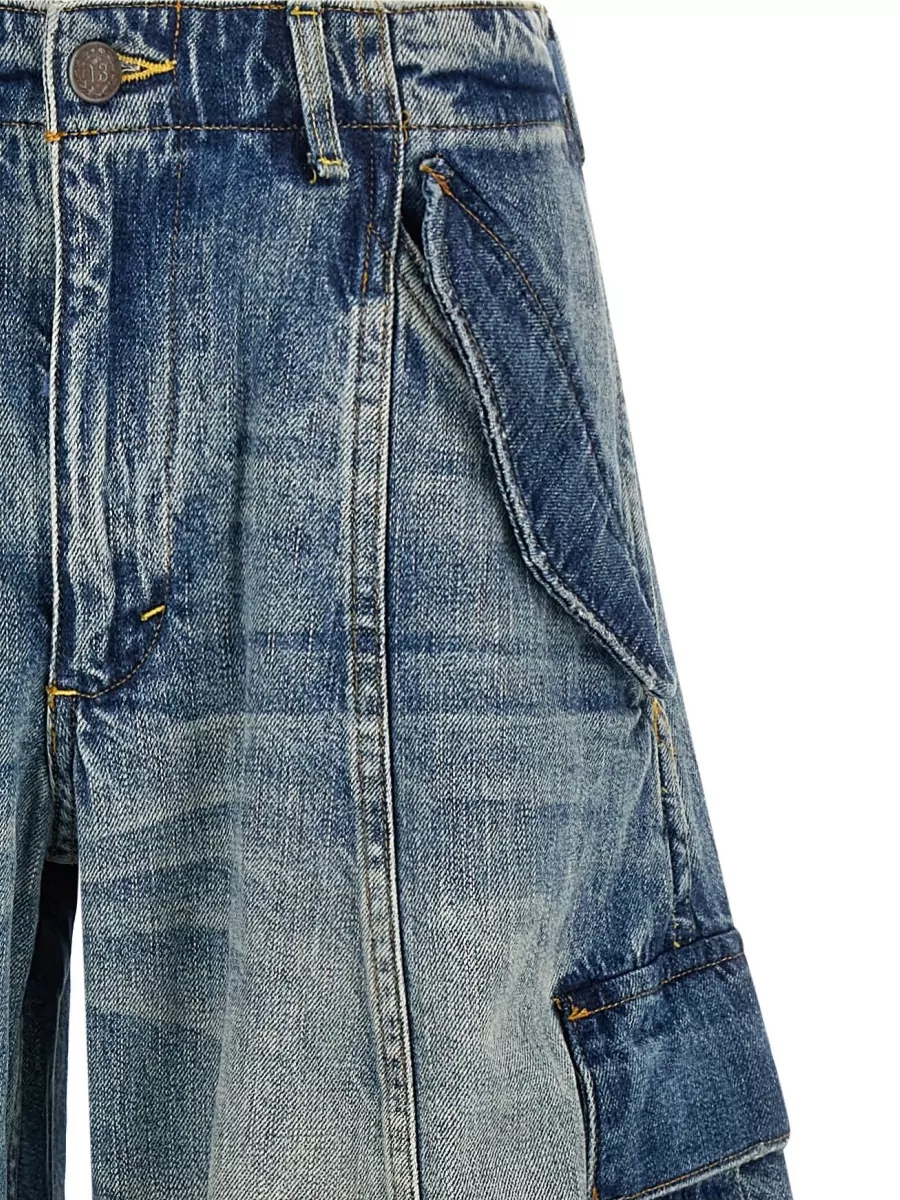 R13 Two Tone Wide Leg Cargo Jeans