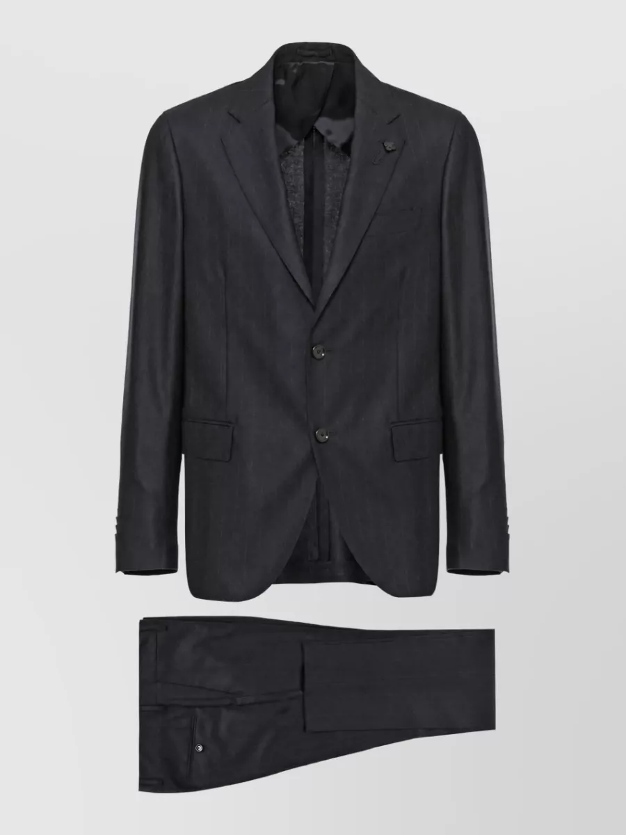 Lardini Wool Cashmere Pinstriped Single Breasted Suit
