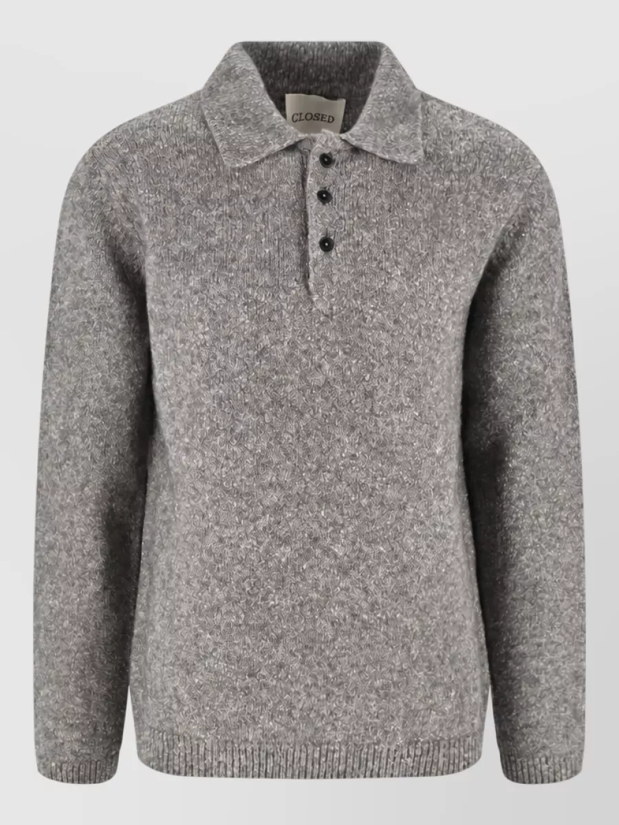 Closed Crewneck Polo Shirt In Gray