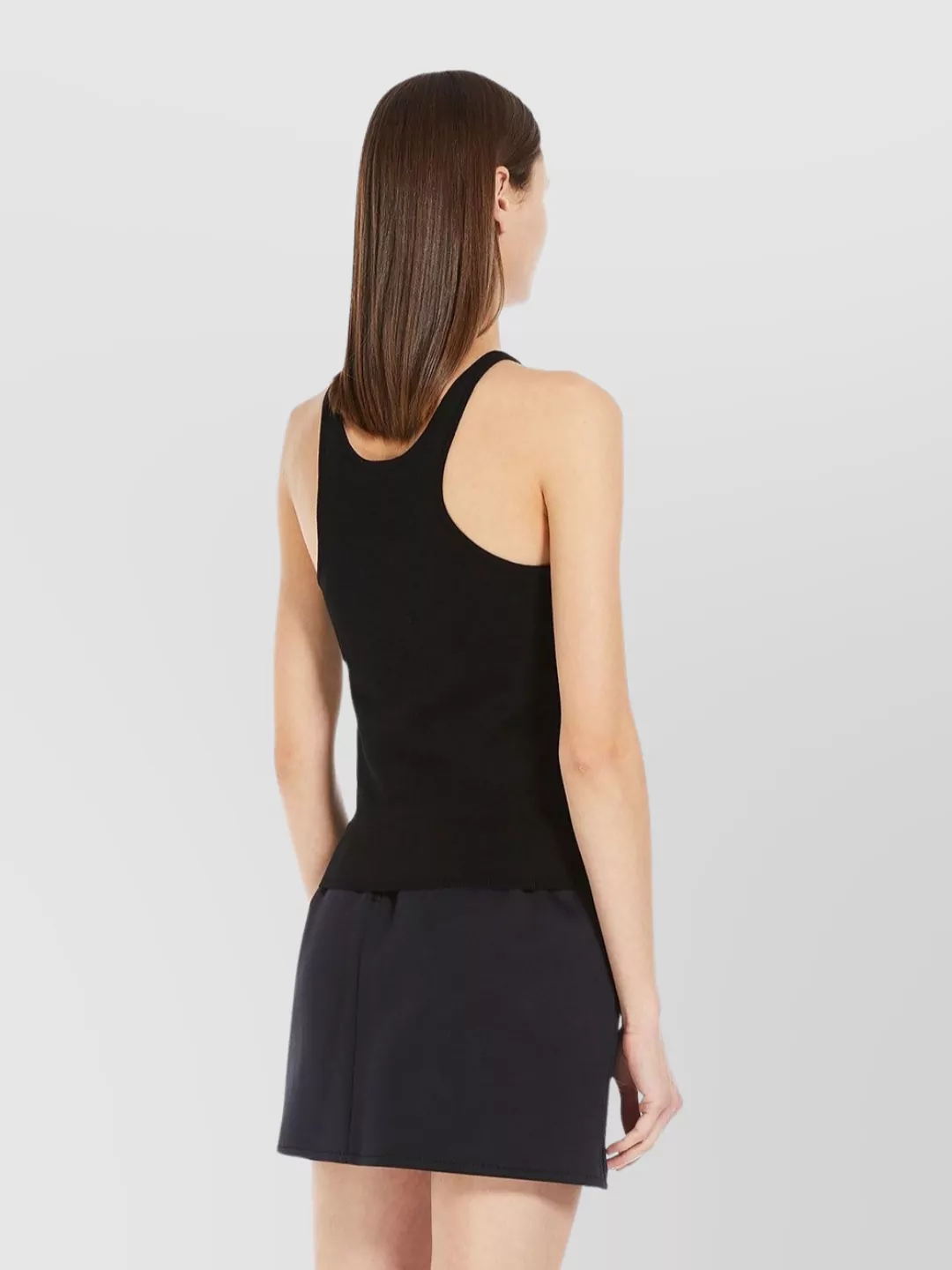Max Mara Simple Round Neck Sleeveless Knit Top In Black