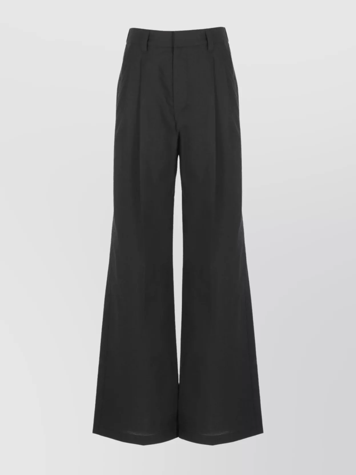 Brunello Cucinelli High Waist Wide-leg Pleated Cotton Pants In Black