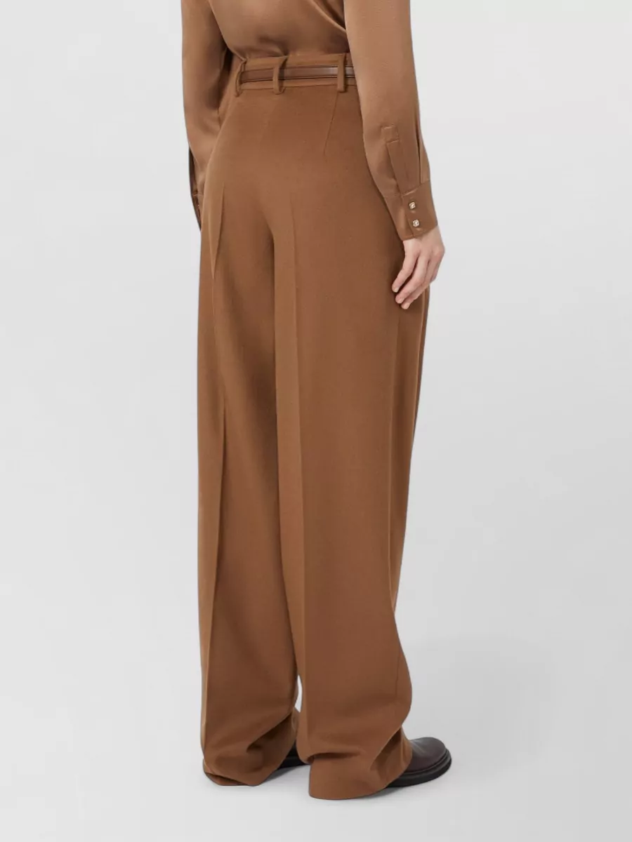 S Max Mara Virgin Wool High-Rise Wide-Leg Tailored Trousers