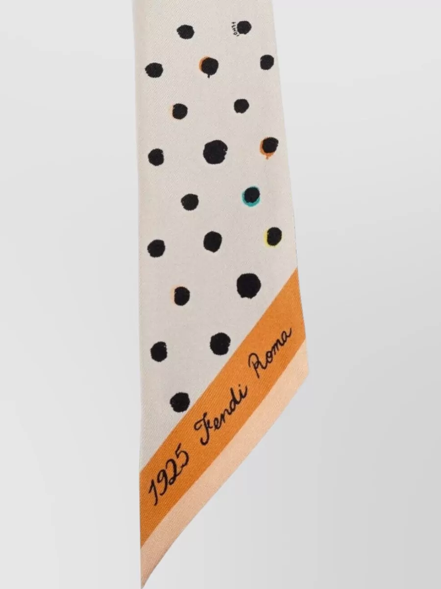 Fendi Falena Two Sided Silk Scarf Polka Dots