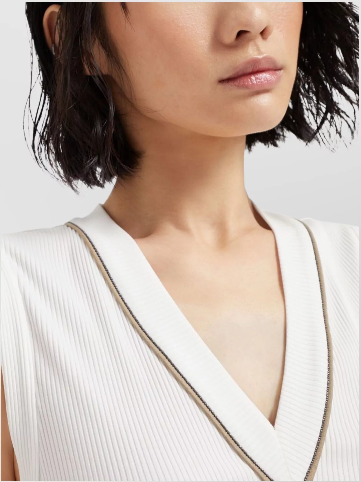 Brunello Cucinelli Stretch-cotton V-neck Top