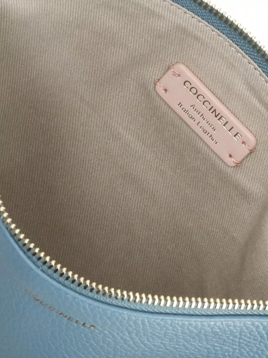 Coccinelle Pebbled Leather Clutch Pochette Removable Strap