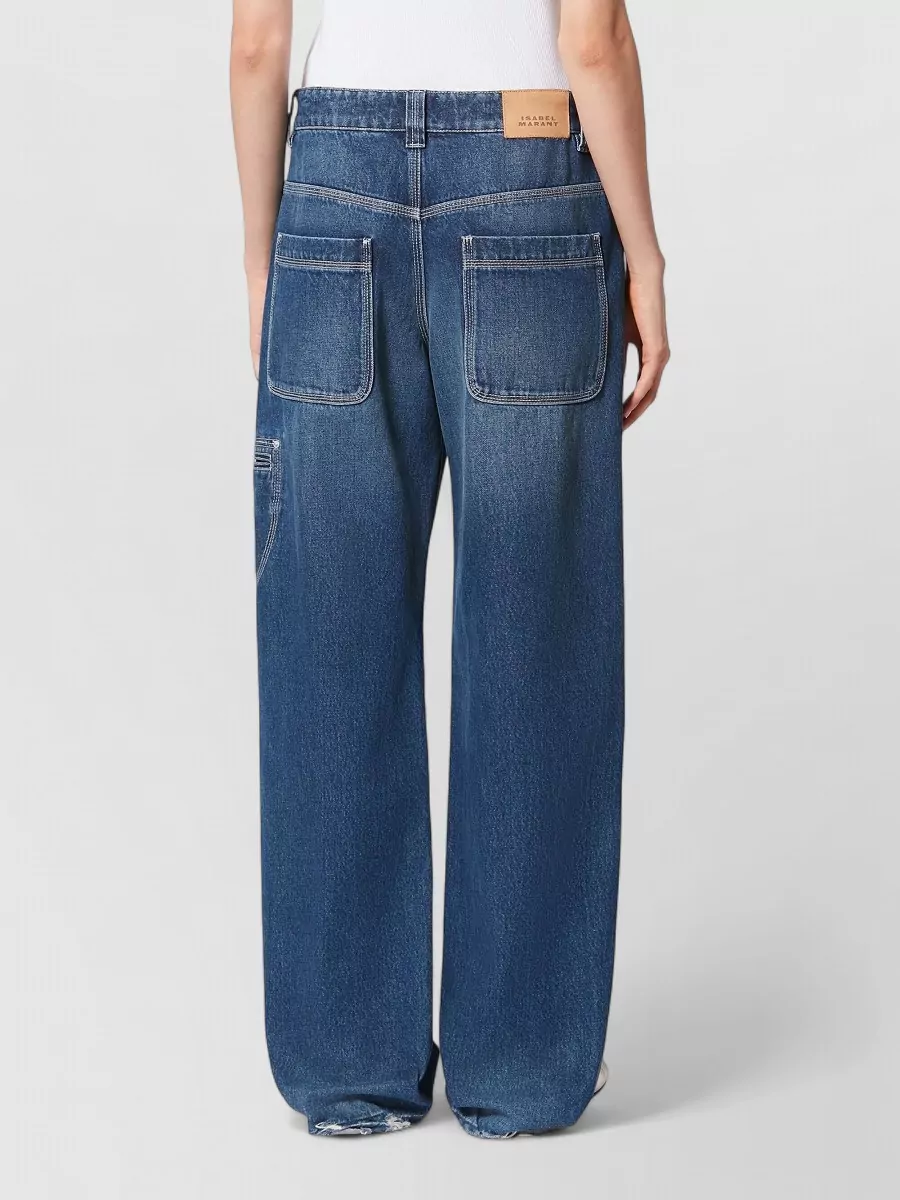 Isabel Marant Wide Leg Trousers Embroidered Detail Contrast Stitch