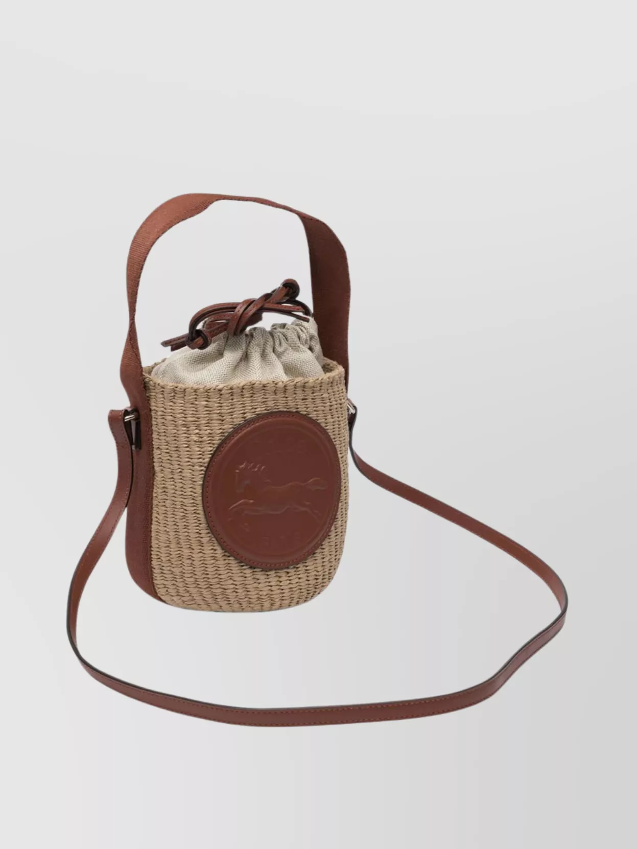Chloé Mini Horse Medal Basket Bag In Natural Fibres Brown Size Onesize 100% Paper Yarn, Calf-skin Leather