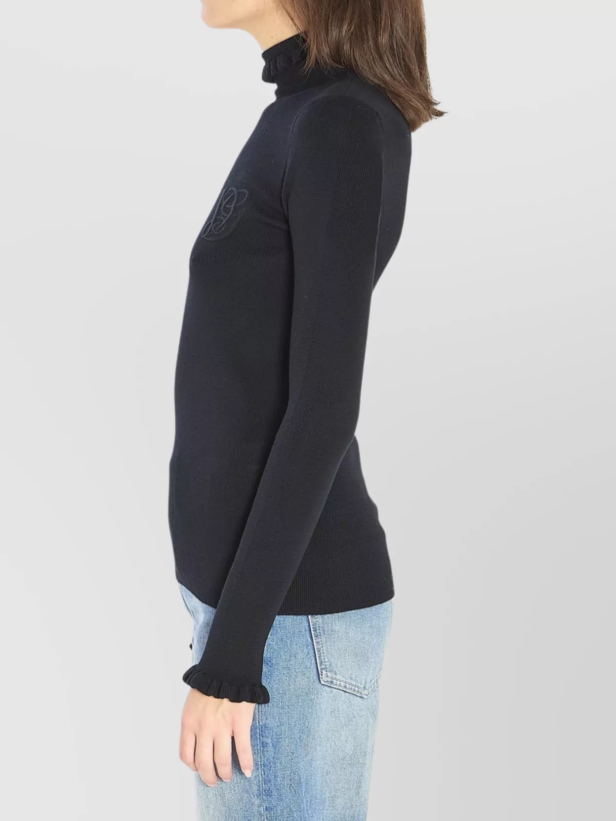 Valentino Garavani Ruffled High Neck Slim Fit Sweater