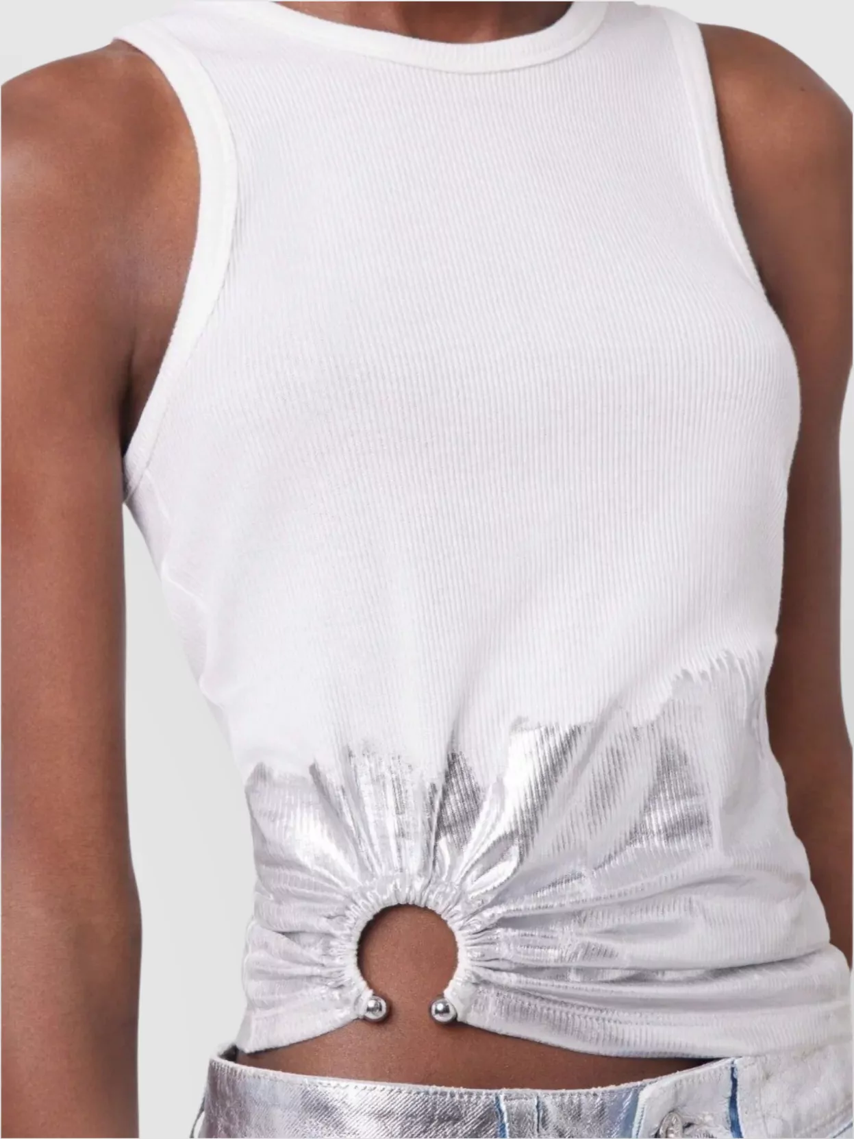 Paco Rabanne Crew Neck Metallic Detail Tank Top
