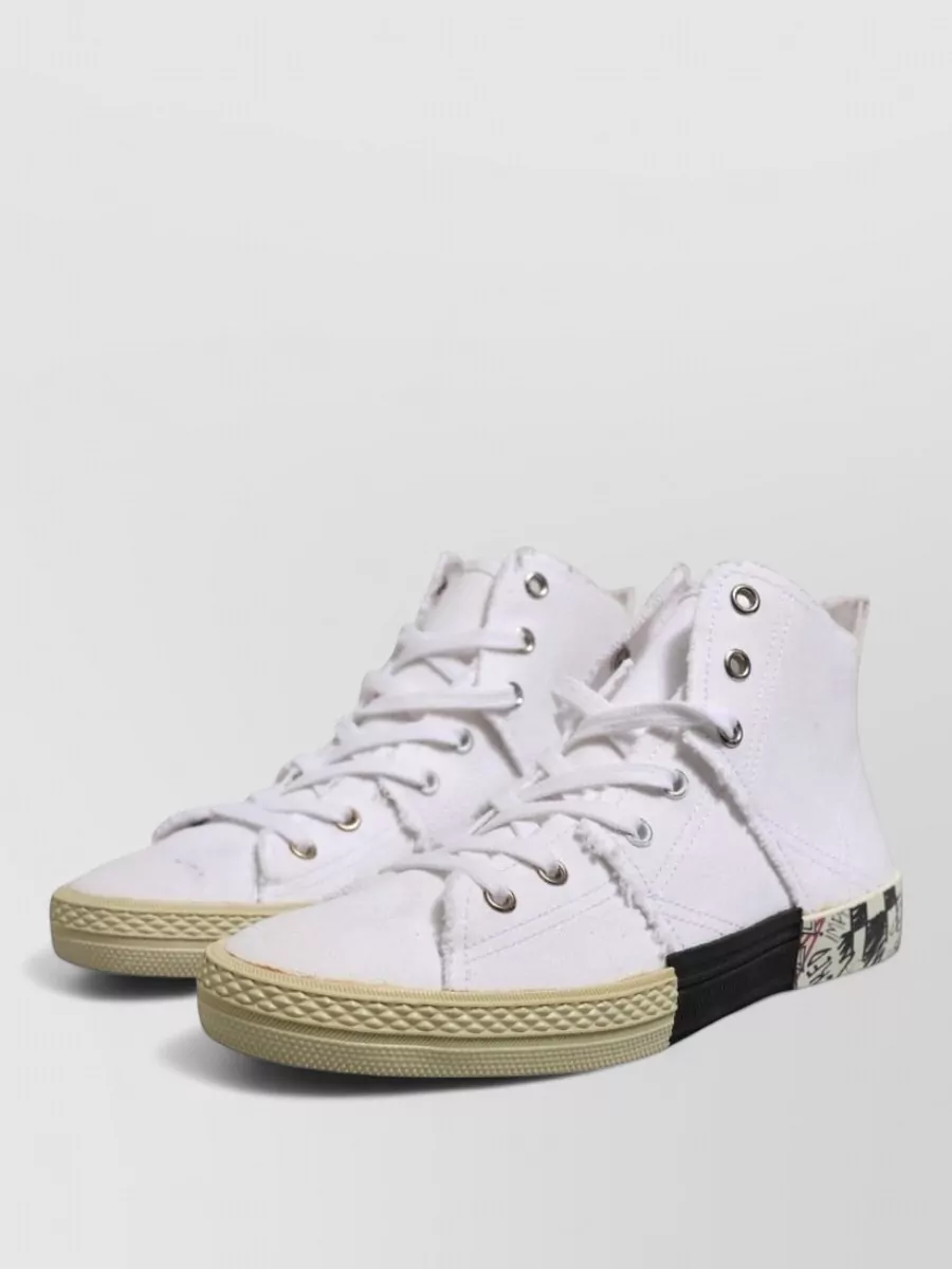 Maison Margiela Cotton Lace-Up Mid-Top Sneakers