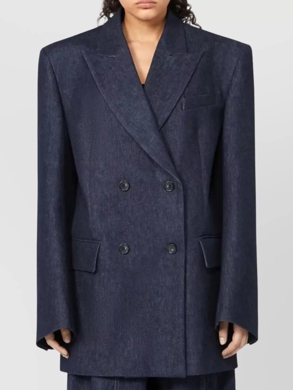 Sportmax Double-breasted Long Sleeve Blazer In Blue