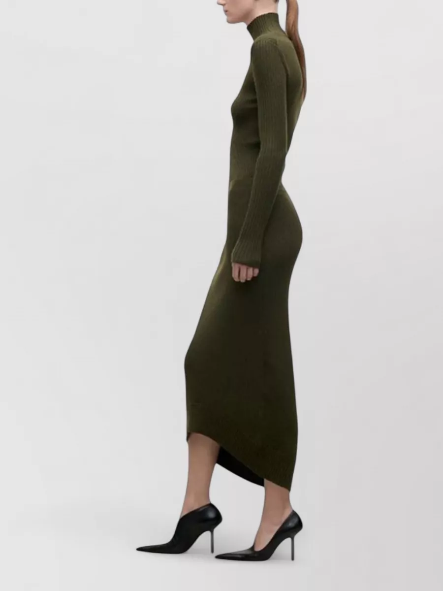 Victoria Beckham Wool Fine Ribbed High Neck Sweater