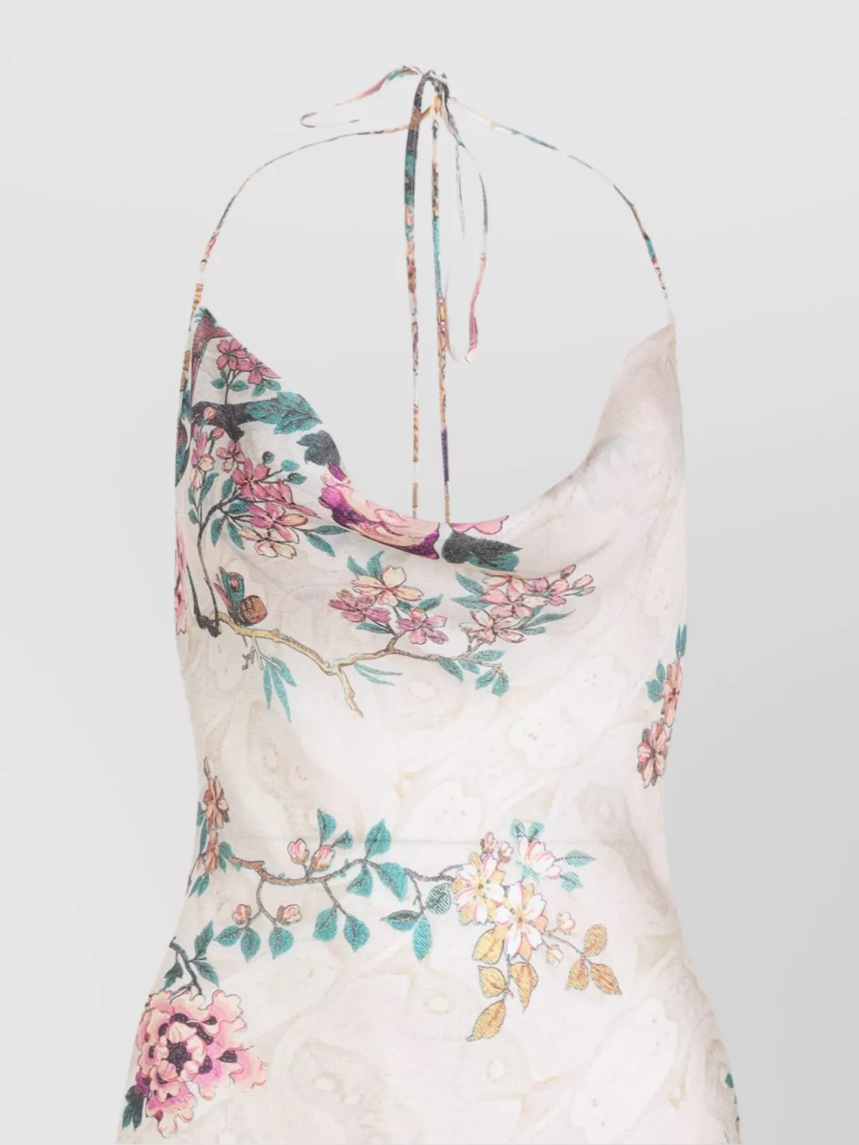 Roberto Cavalli Silk Floral Print Halter-Neck Dress
