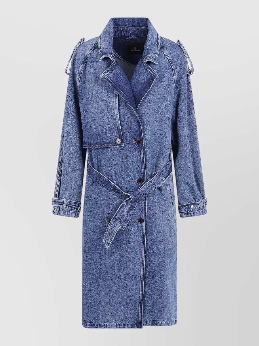 Anine Bing denim maxi trench coat