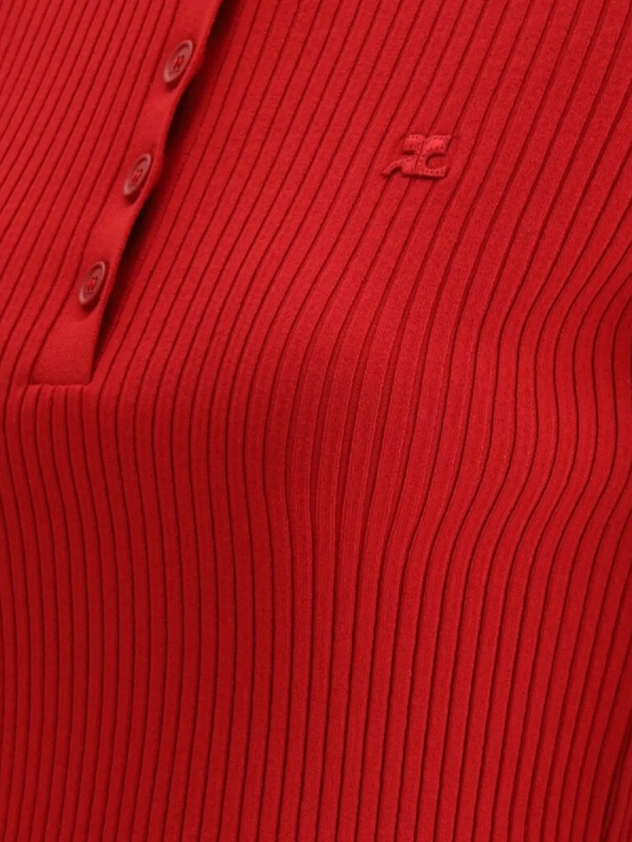 COURRÈGES RIBBED COLLAR POLO SHIRT