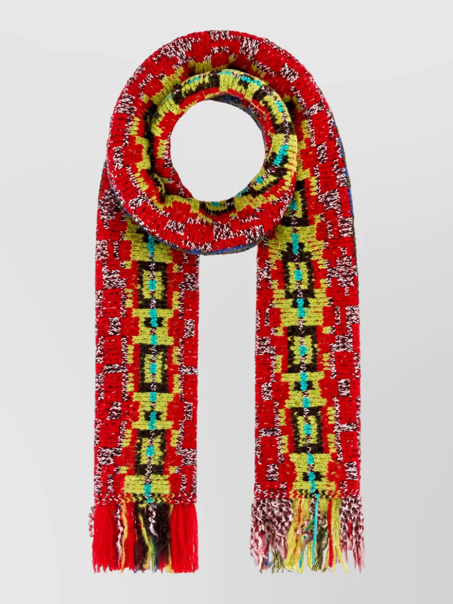 Dries Van Noten jacquard wool blend scarf
