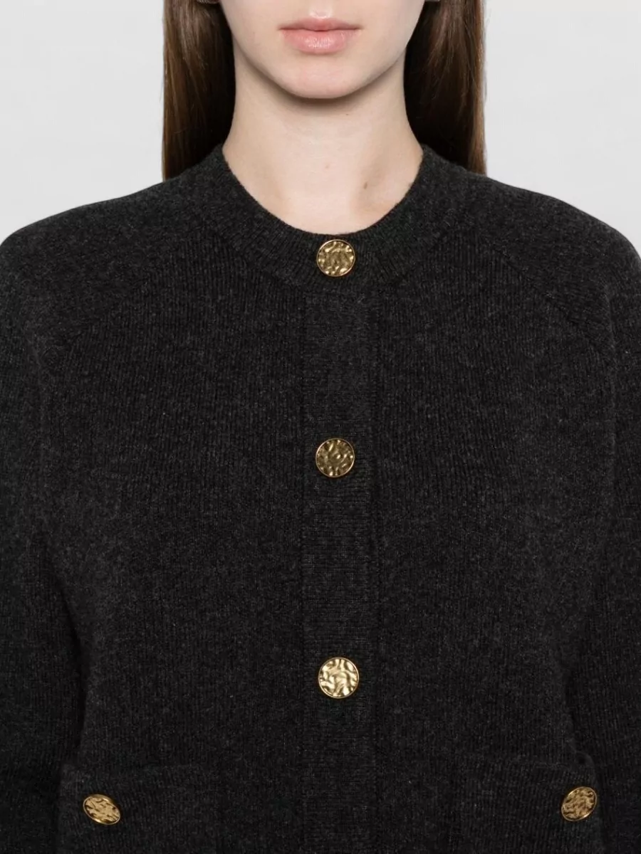 Totême Long Sleeve Knit Cardigan Featuring Pockets