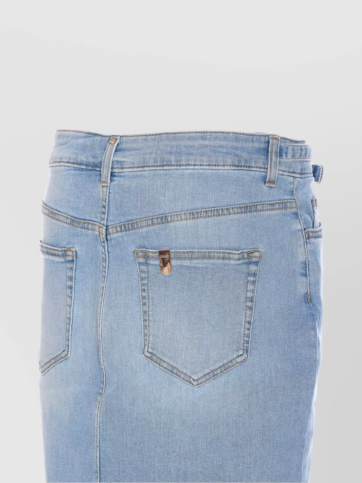 Liu Jo Denim Skirt With Belt And Split Detail