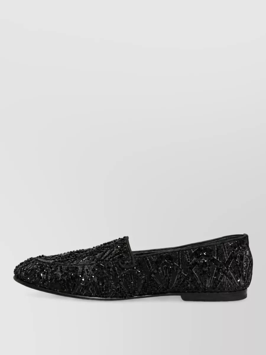 Dolce&Gabbana Leather Embroidered Loafers