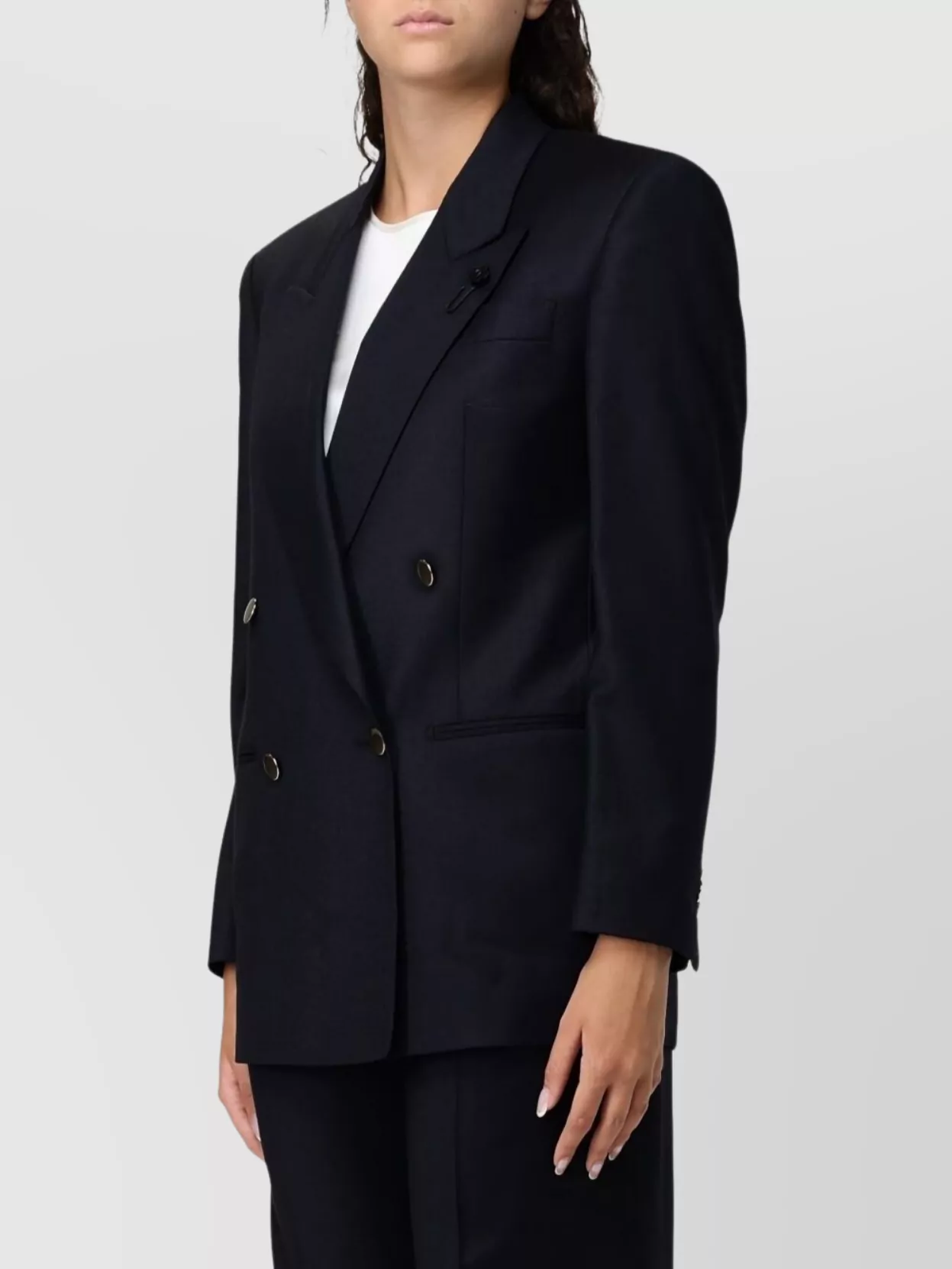 Lardini Double-breasted Jacket Featuring Golden Buttons In Black