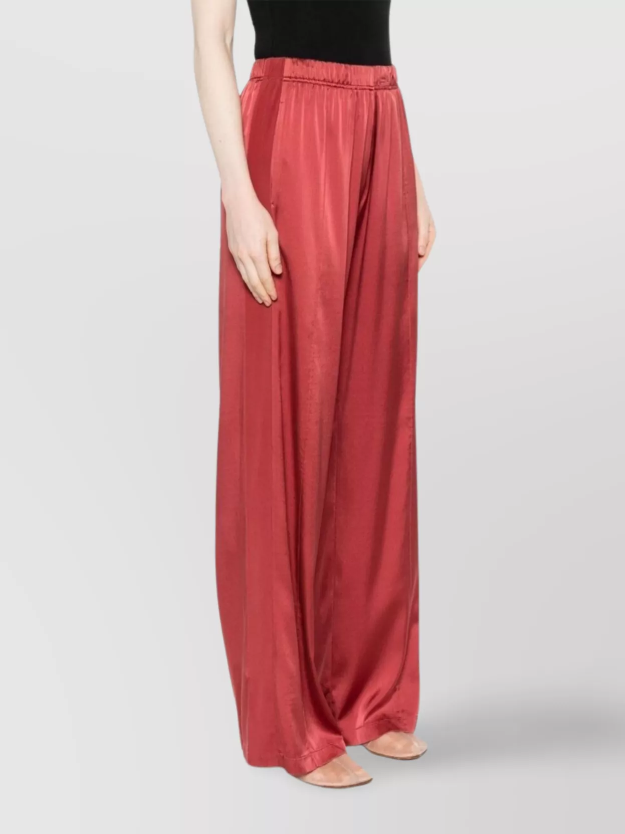 FORTE FORTE SILK TROUSERS WITH ELASTICATED WAISTBAND AND WIDE LEG