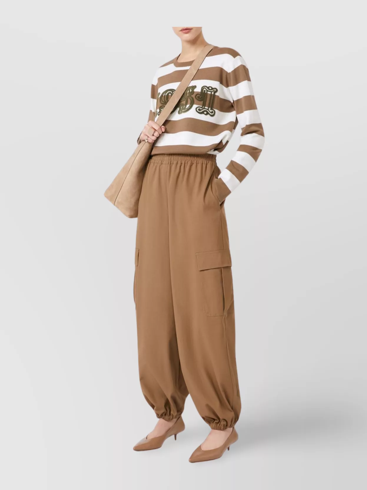 Max Mara Embroidered Wool Sweater Striped Pattern