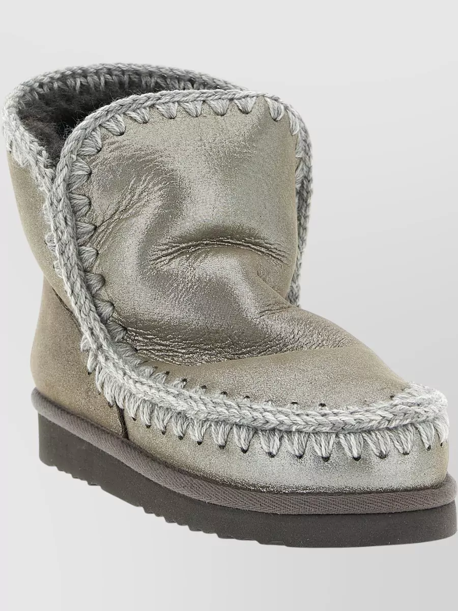 Mou Sheepskin Leather Ankle Boots
