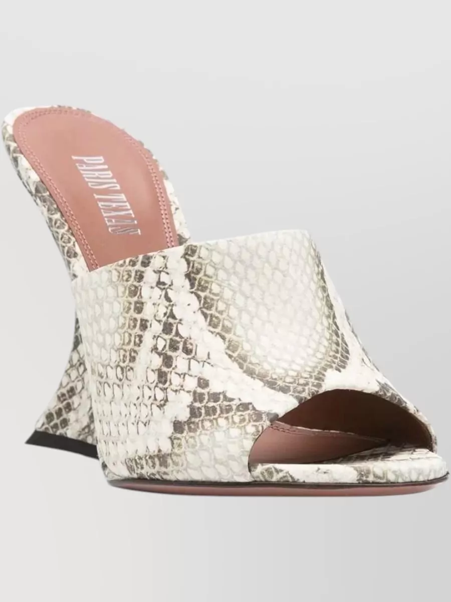 Paris Texas Leather Snakeskin-Print Mules