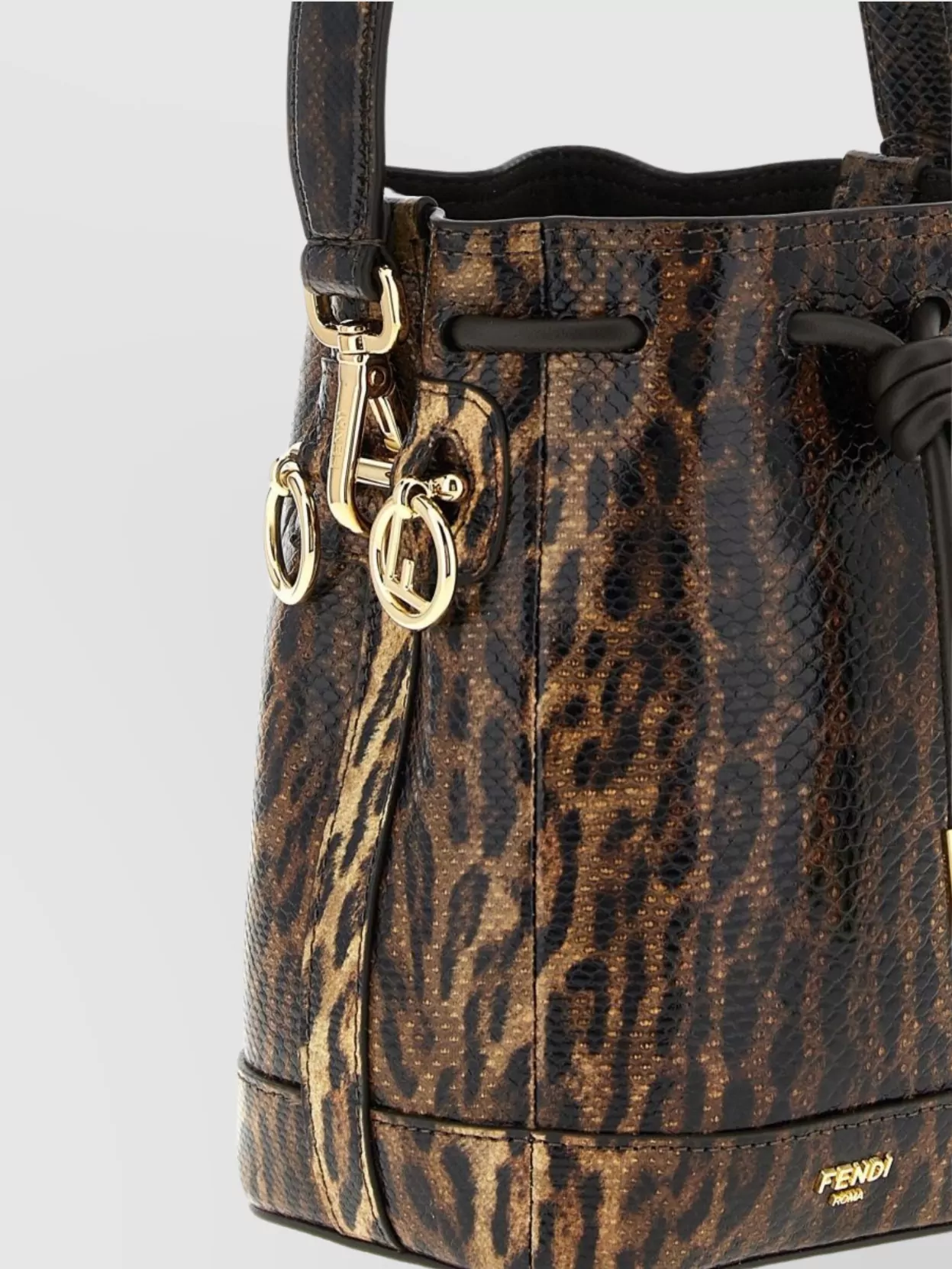 Fendi Mini Bucket Bag Animal Print In Brown