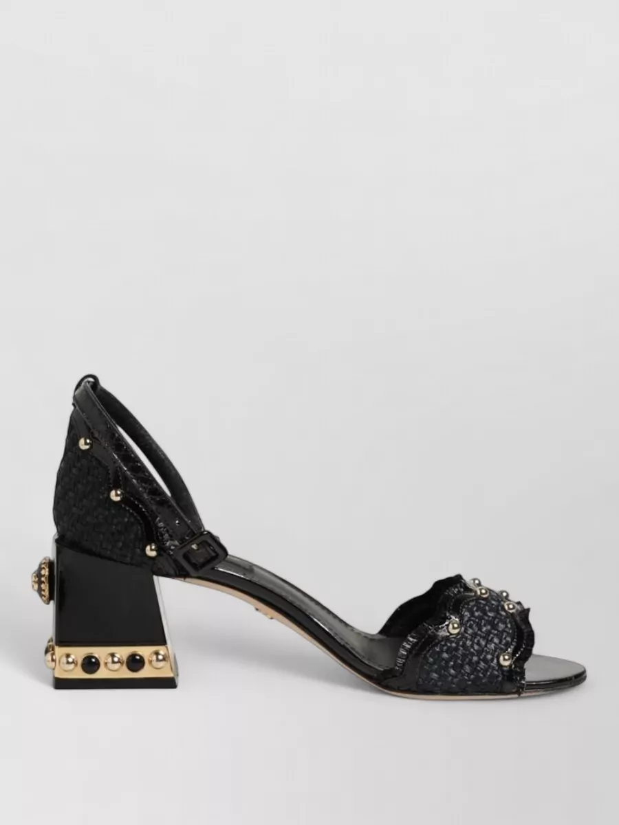 Dolce&Gabbana Leather Studded Ankle Strap Pumps