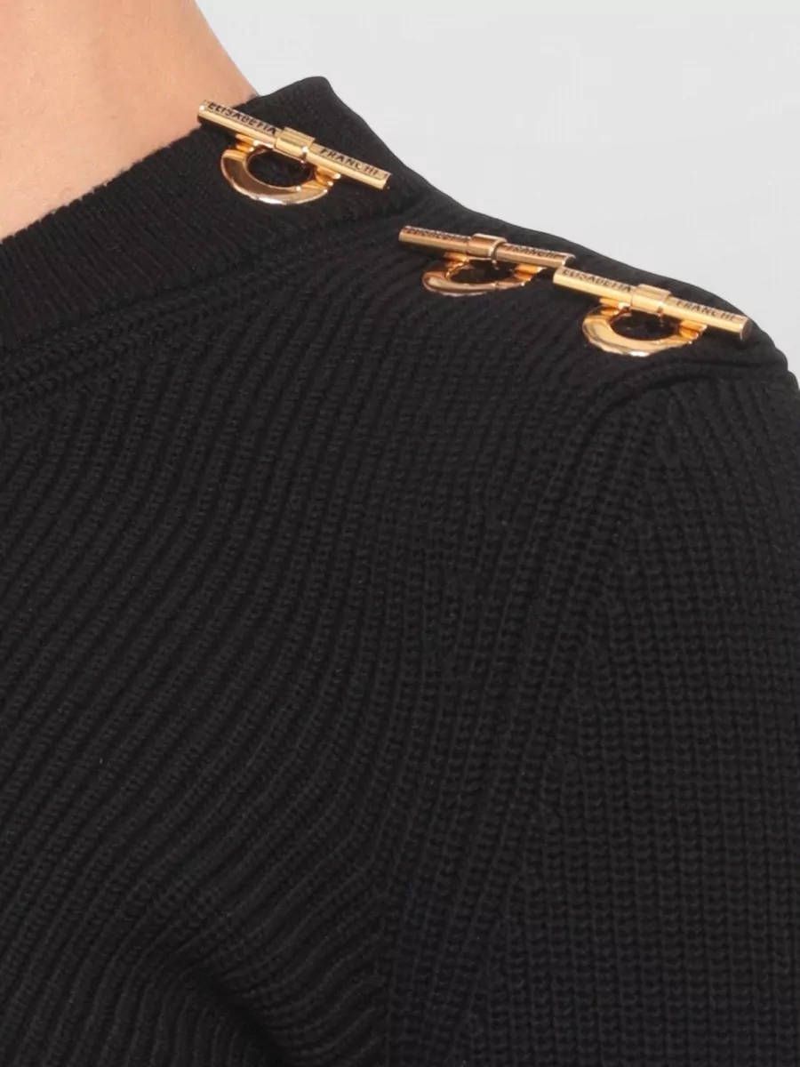 Elisabetta Franchi Ribbed Knit Short-Sleeve Pencil Skirt