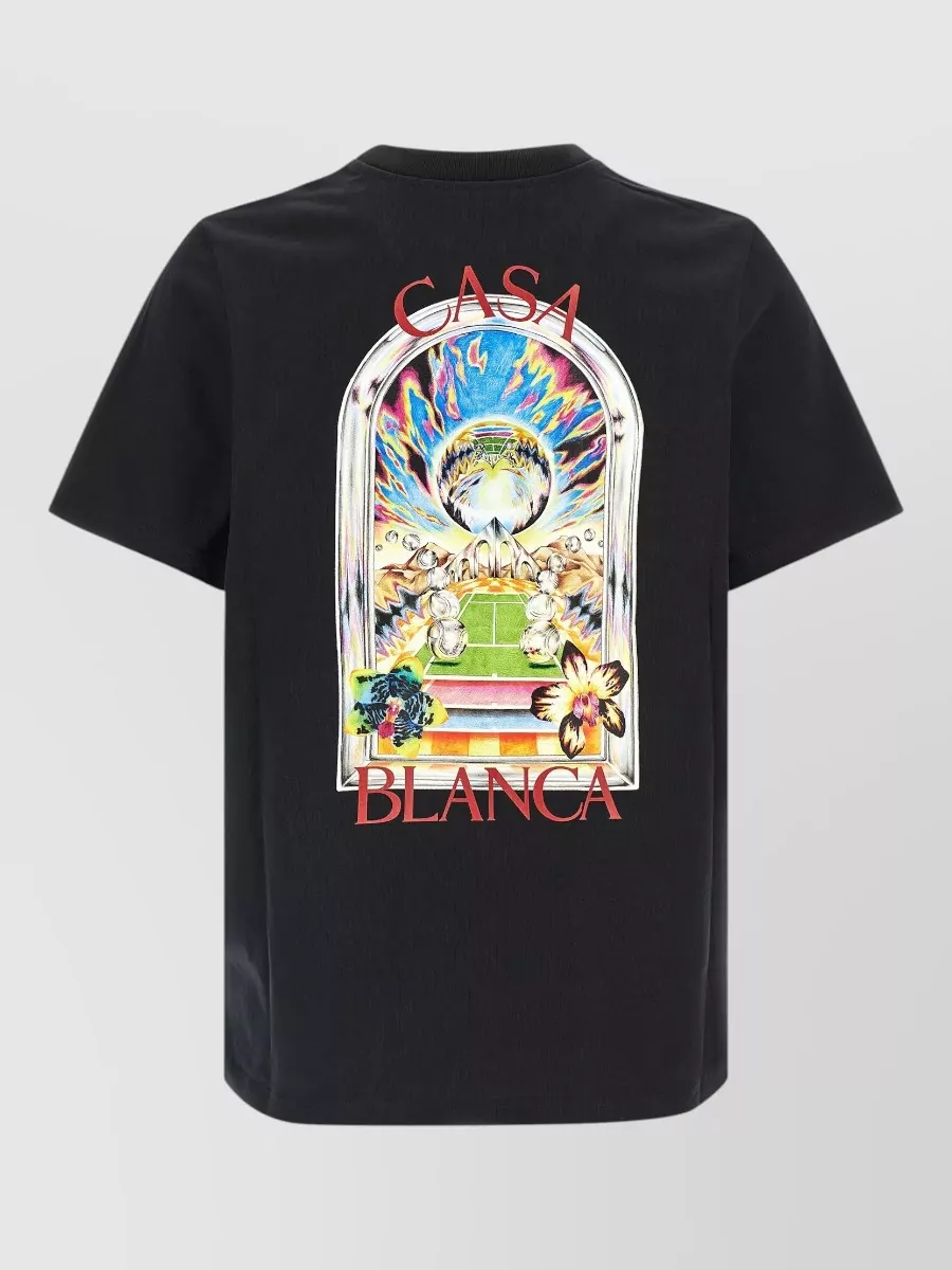 Casablanca Tennis Court Graphic Crew Neck T Shirt