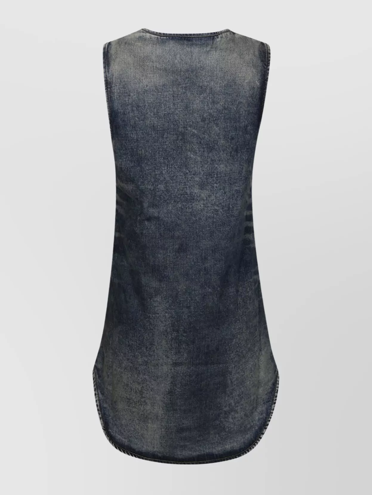 Diesel Sleeveless Denim Top With Deep V-neckline In Gray