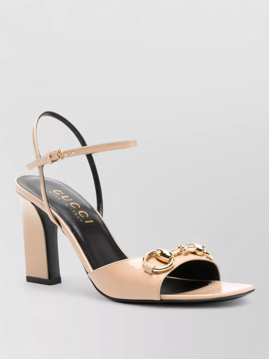 Gucci leather horsebit ankle-strap block-heel sandals