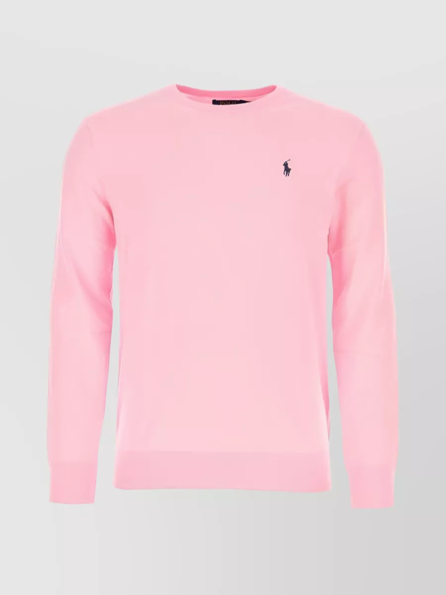 Shop Polo Ralph Lauren Embroidered Logo Crewneck Sweater In Pastel