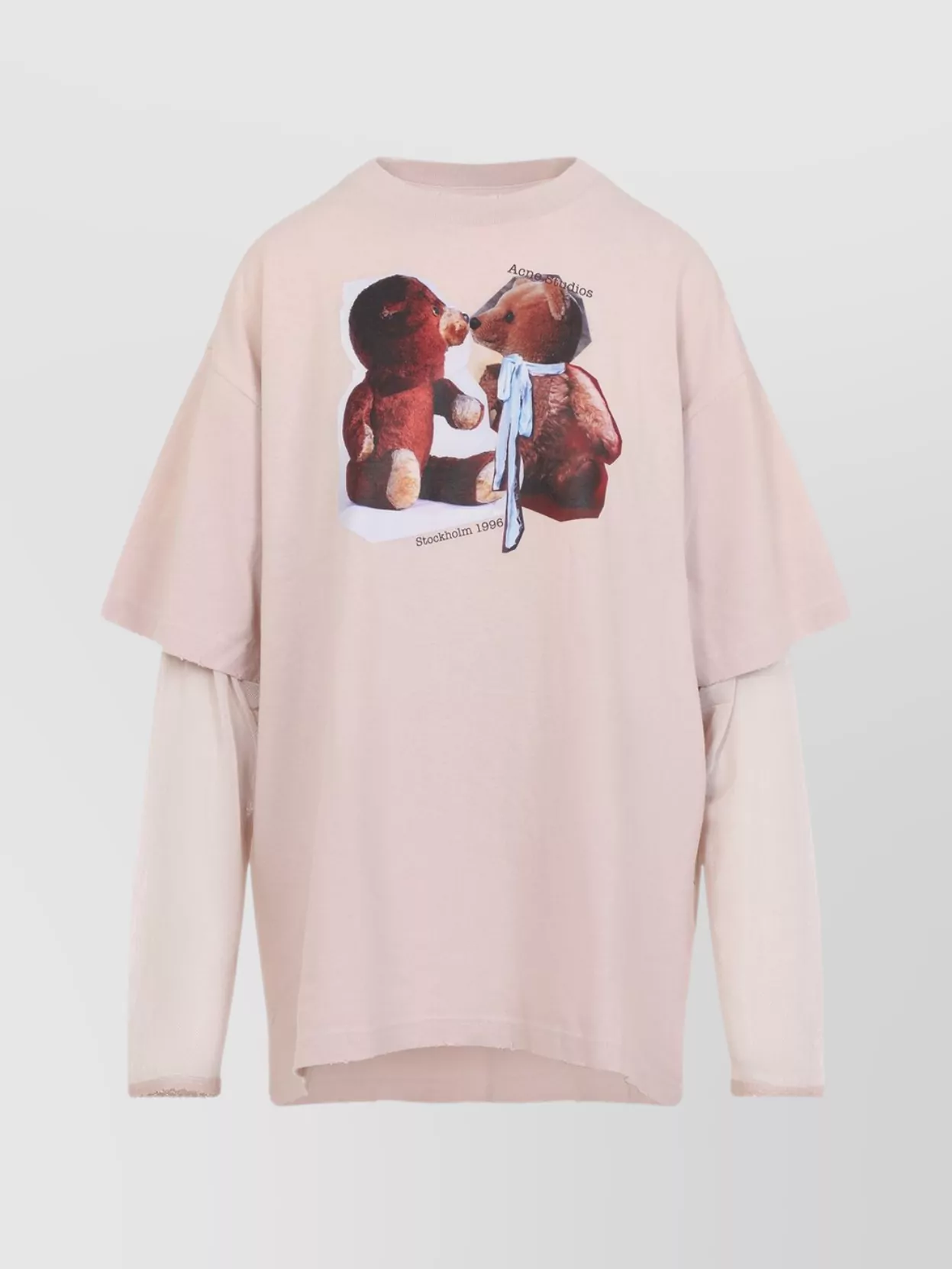 Acne Studios Distressed Crew Neck T-Shirt With Mesh Sleeves