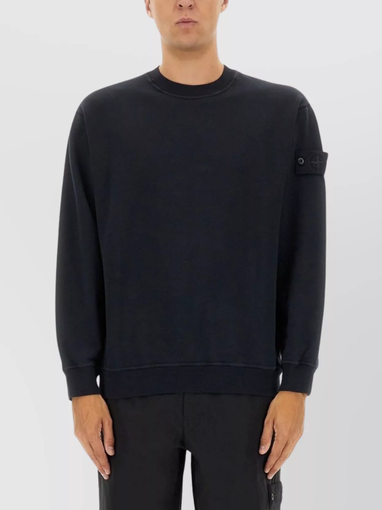 Stone Island Crew Neck Long Sleeve Ribbed Sweatshirt