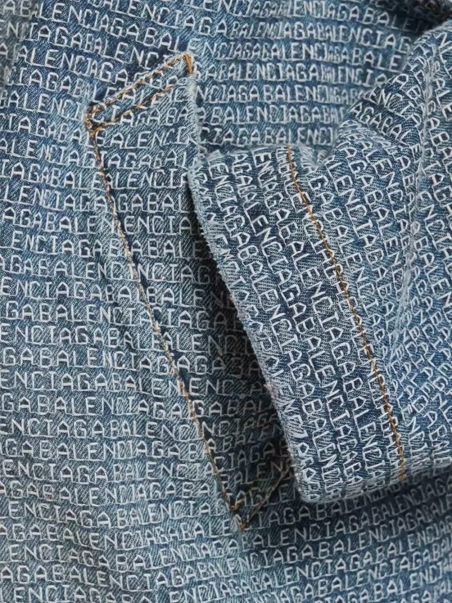 Balenciaga Hooded Distressed Cotton Denim Jacket