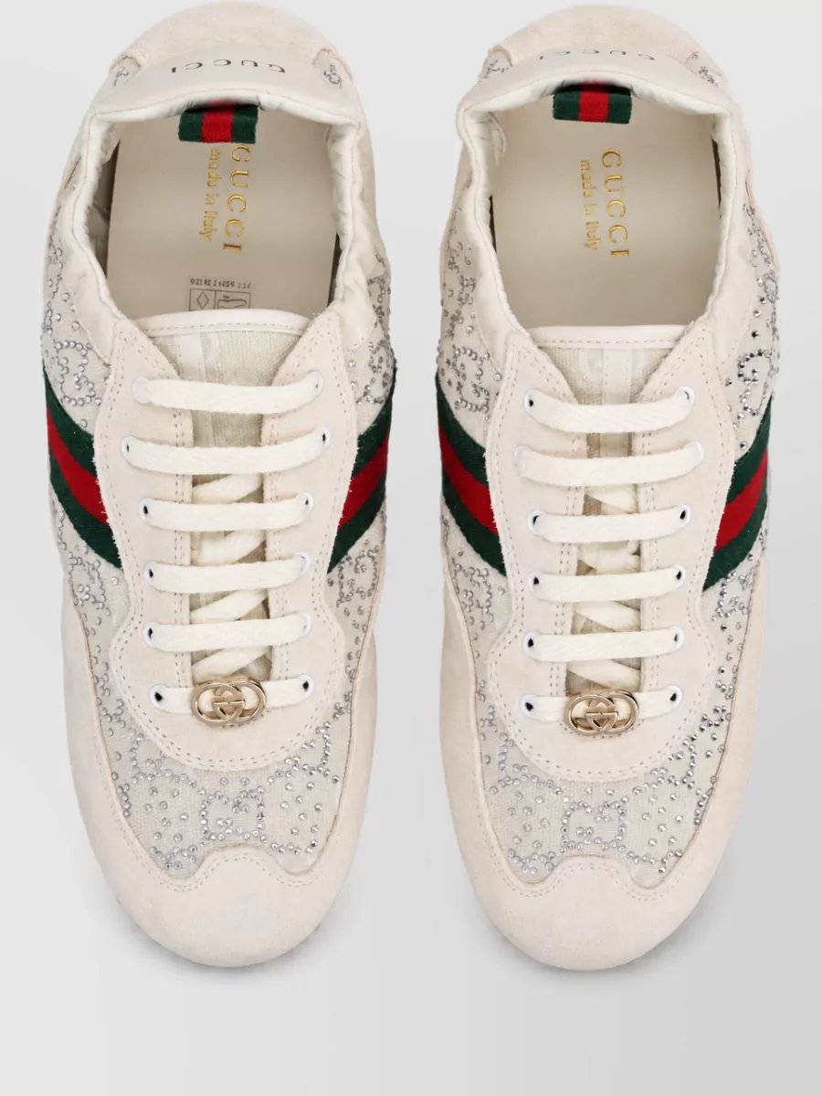 Gucci Stripe Detail Suede Lace Up Sneaker