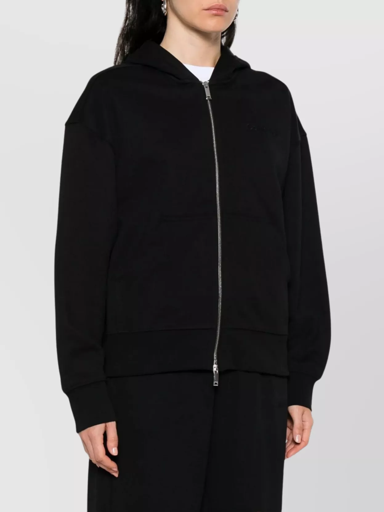 Calvin Klein Hooded Zip-Up Sweater Ribbed Hem